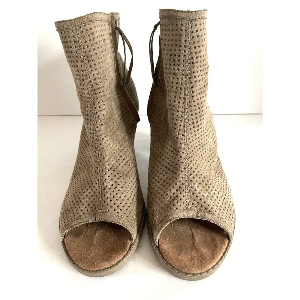 Boho Chic Open Toe‎ Bootie 7M Tan Desert Minimalist Festival